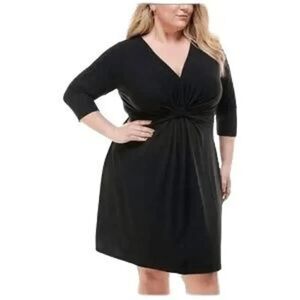 Kingston Grey Twist-Front Dress Black 2X